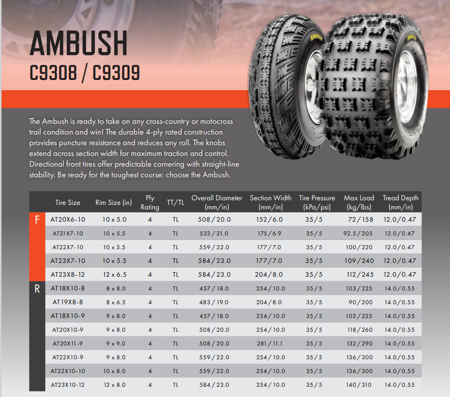 CST Tires C9309  Chinese Factory Wholesale 23 10 12 Inch AT23X10-12 Atv Tires