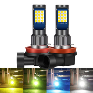 Muti Color Car Accessories Super Bright 3030 24SMD Led Light Universal Car Led Daytime Running Fog Light Headlight Bulb