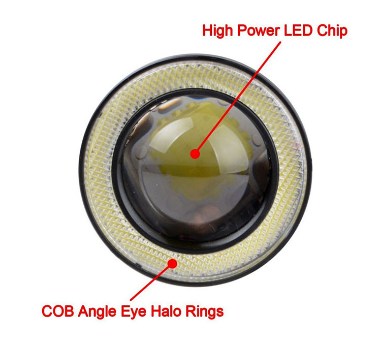 2.5 3.0 3.5 Inch Car Angel Eye Halo Rings Fog Light Led Fog Light With Cob Drl Lamp 12V White Yellow Blue Headlight