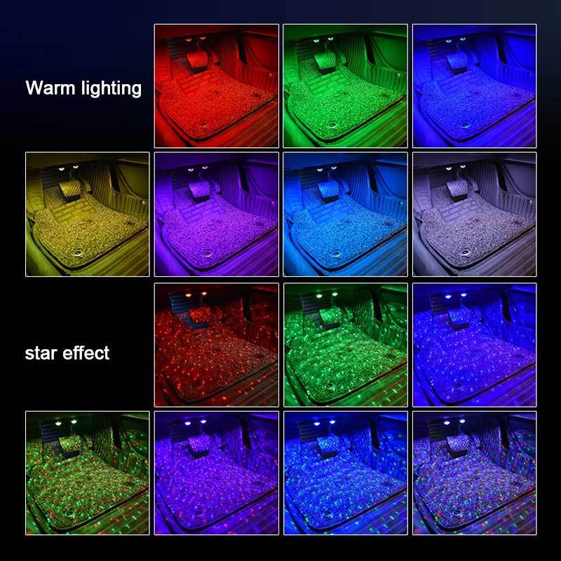 RGB Voice Control Star Light Auto Room Led Colorful Floor Mats Atmospheric Ceiling Led Atmosphere Lights Interior Light Car Lamp