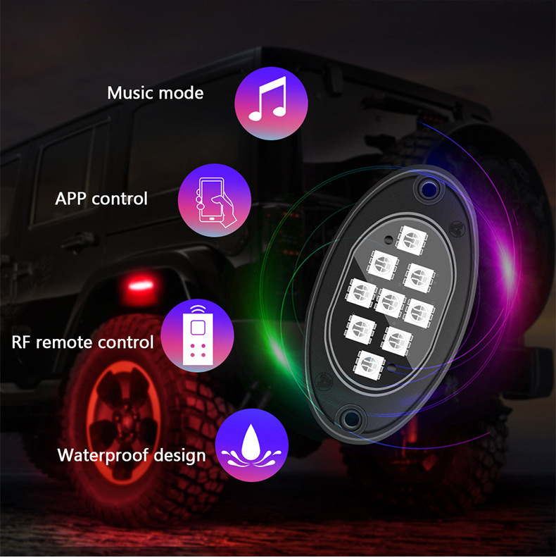 Rock Lights for Trucks RGB LED Rock Lights with APP Remote Control Music Mode for Pickup Off Road Jeep SUV ATV UTV Car