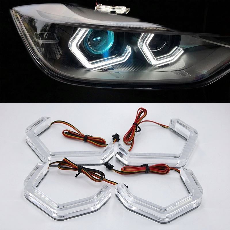 Iconic RGBW Chasing Controller Car DRL lights LED Angel Eyes for BMW E90 E60 F30 F32 F80 F82 M5 M3 M4 518pcs SK6812 headlight