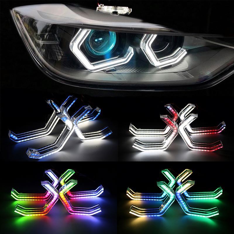 Iconic RGBW Chasing Controller Car DRL lights LED Angel Eyes for BMW E90 E60 F30 F32 F80 F82 M5 M3 M4 518pcs SK6812 headlight