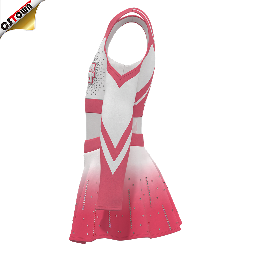 Wholesale Digital Printing Pink Cheerleading Uniforms Cheer Uniforms for Girls