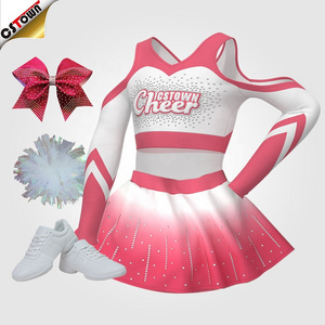 Wholesale Digital Printing Pink Cheerleading Uniforms Cheer Uniforms for Girls