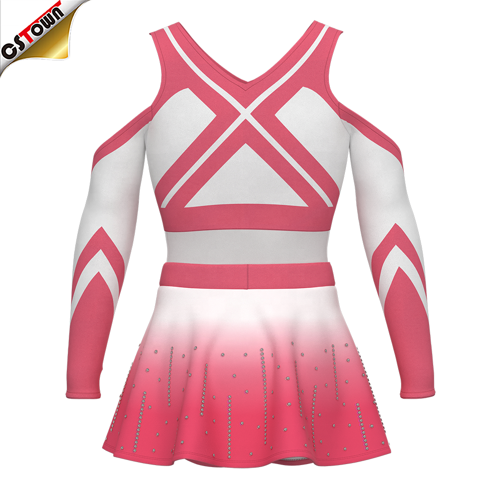 Wholesale Digital Printing Pink Cheerleading Uniforms Cheer Uniforms for Girls