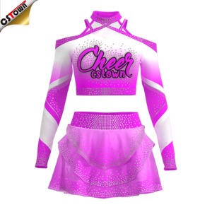 new arrival black and pink cheerleading skirt cheerleading uniform design long sleeve cheerleading uniforms