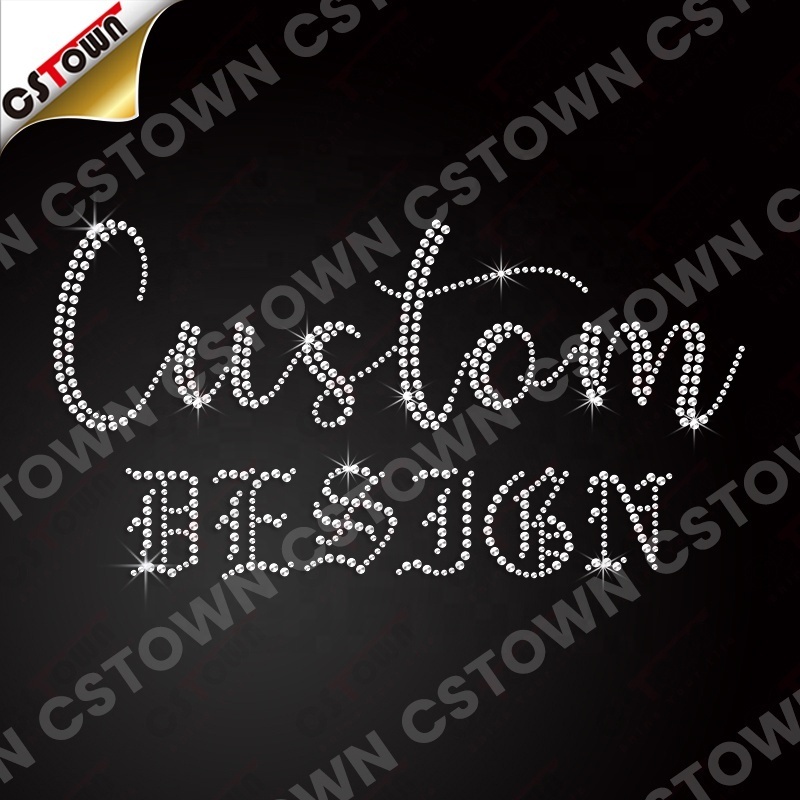 Custom Designs Low Minimum Ab Multi Color Custom Rhinestone Heat Transfer For Hoodies