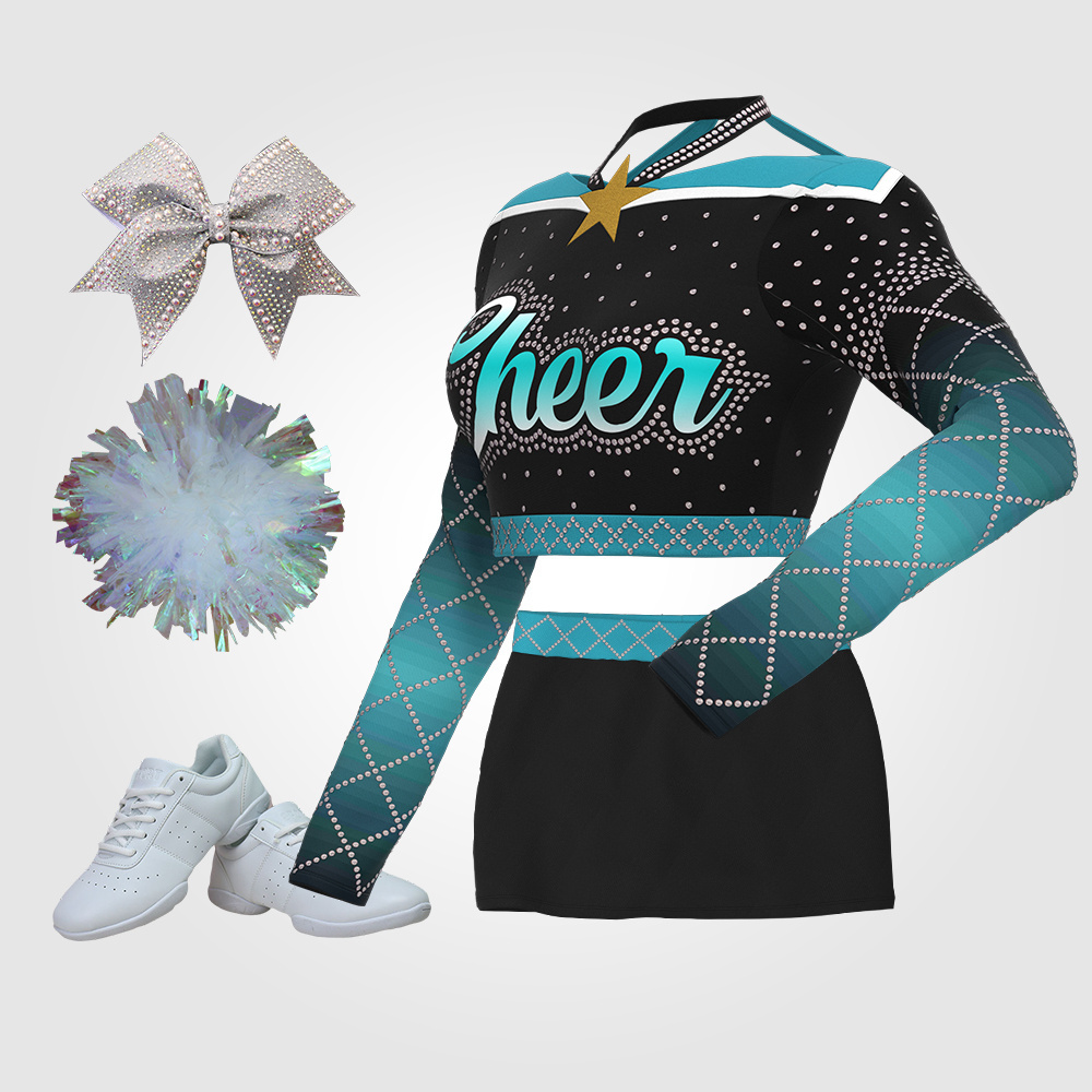 Customized Cheerleader Costume Uniform Sublimation Spandex Cheer Uniforms