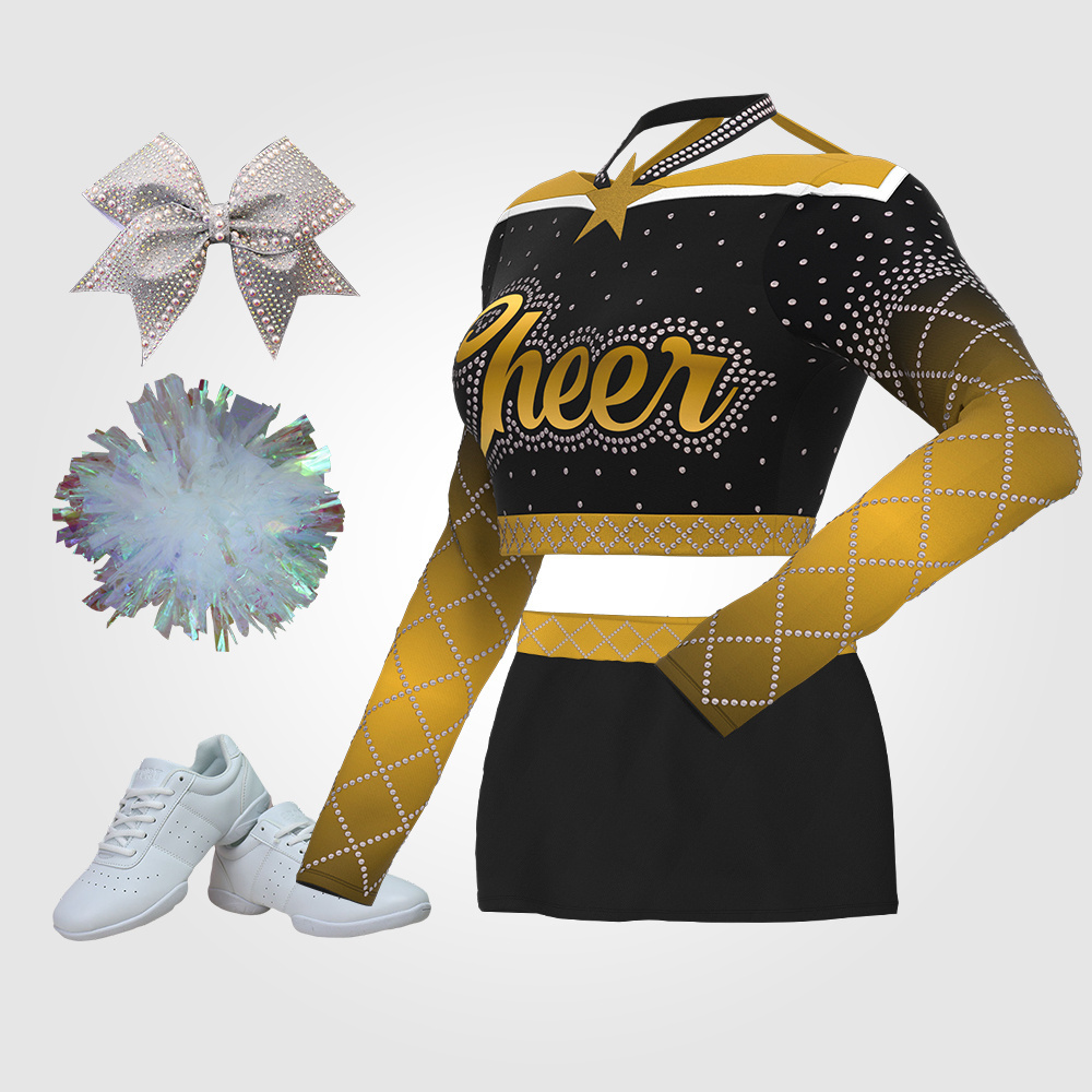 Customized Cheerleader Costume Uniform Sublimation Spandex Cheer Uniforms