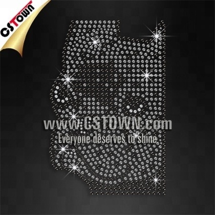 Wholesale bulldog pet animal iron on hotfix crystal rhinestone pattern