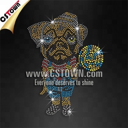 Wholesale bulldog pet animal iron on hotfix crystal rhinestone pattern