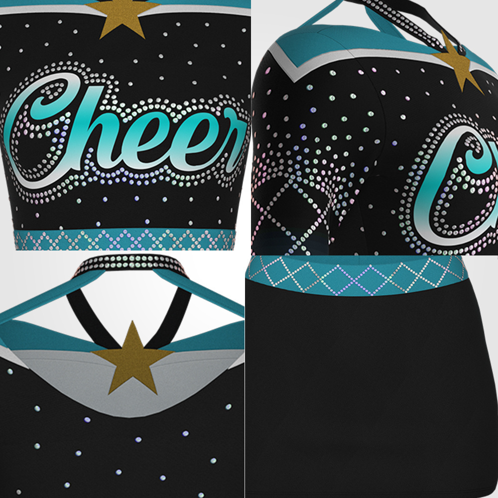 Customized Cheerleader Costume Uniform Sublimation Spandex Cheer Uniforms