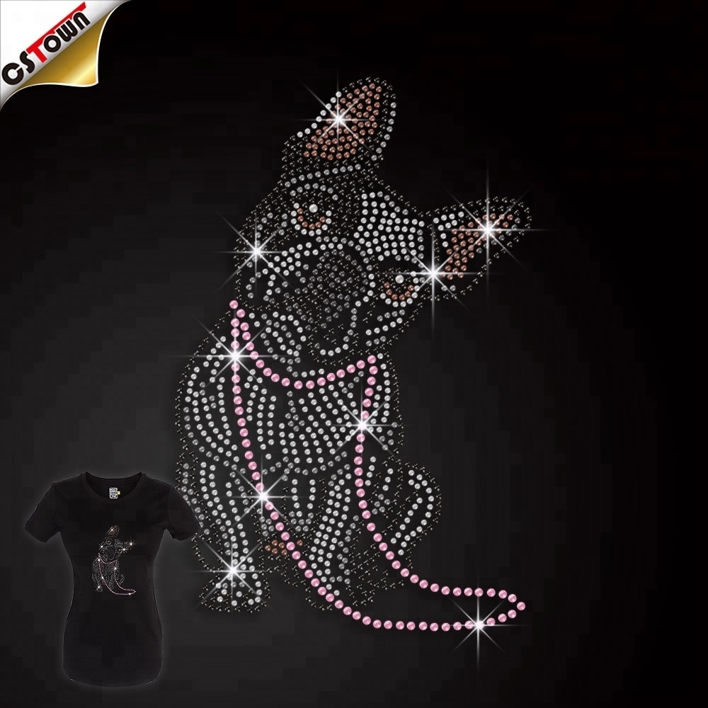 Wholesale bulldog pet animal iron on hotfix crystal rhinestone pattern