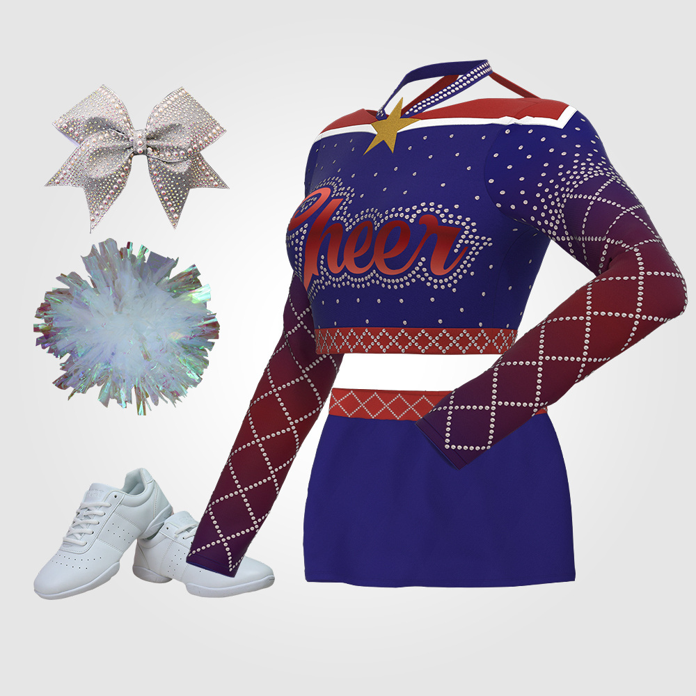 Customized Cheerleader Costume Uniform Sublimation Spandex Cheer Uniforms