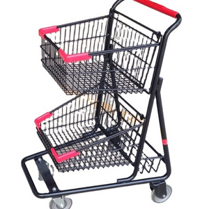 MOQ 100 PC Winn Dixie Supermarket Wire Basket Cart, Double Baskets Shopping Cart For Stores