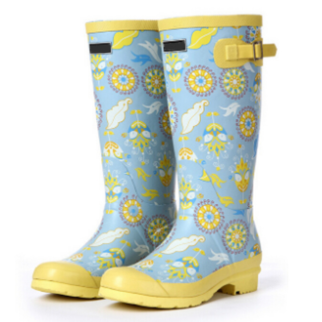 Fashion Rubber Rain Boots Custom Print Wellington Boot Women's Wholesale Gumboots