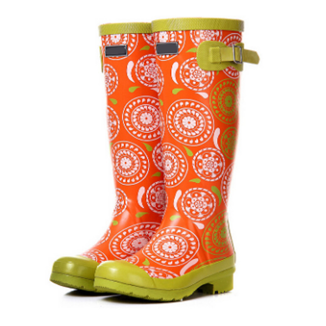 Fashion Rubber Rain Boots Custom Print Wellington Boot Women's Wholesale Gumboots