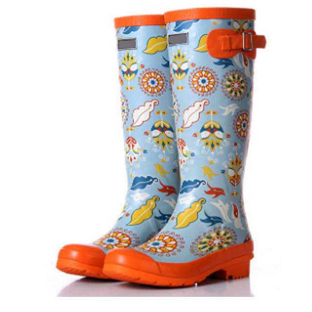 Fashion Rubber Rain Boots Custom Print Wellington Boot Women's Wholesale Gumboots