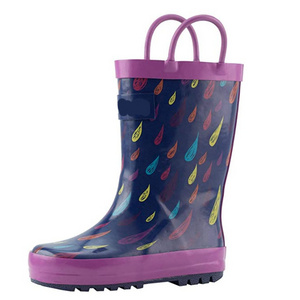 2023 Wholesale Kids Rubber Boots Waterproof with Handles Rain Boots for Children