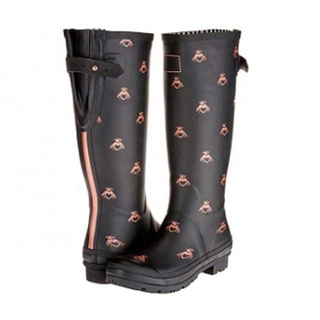 Trendy Stylish Best Pattern Wide Calf Plus Size Women's Printed Waterproof Rubber Boots