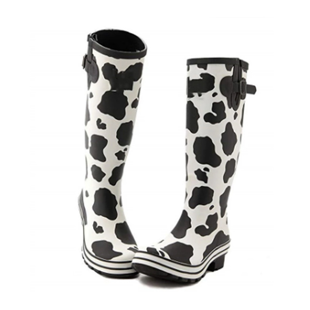 Design rain boots ladies fashionable wholesale natural rubber wellies  for women