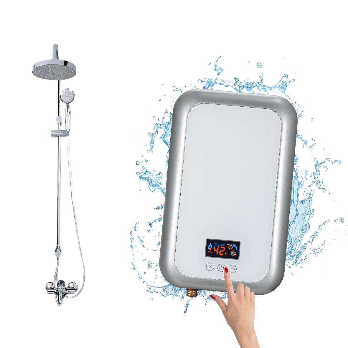 High Quality Low Power Mini Black Shower Electric Water Boiler Automatic Bath Slim Instant Electric Water Heater For Shower