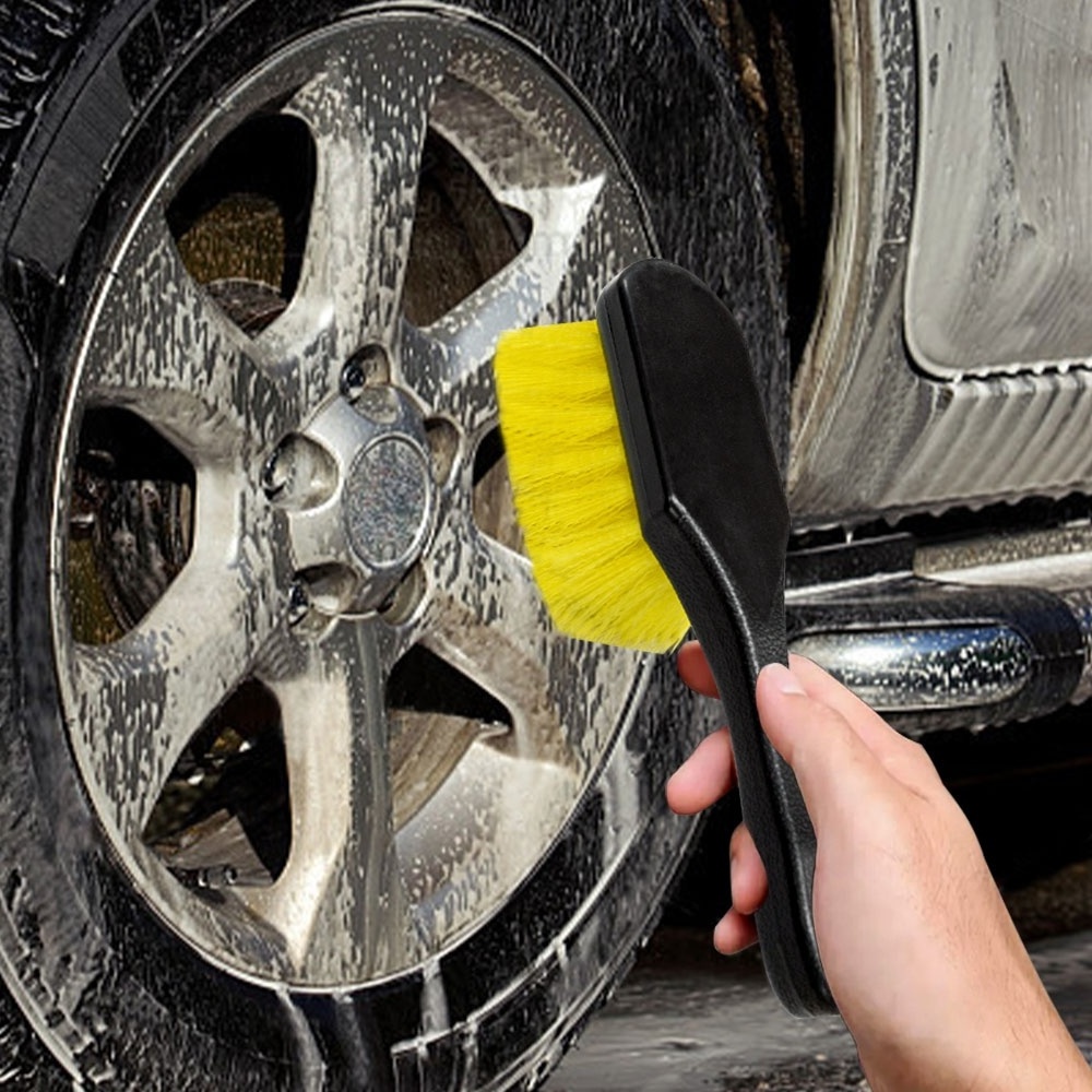 High Quality reusable premium quality short handle car rim tire wheel cleaning brush car tire trim cleaner brush