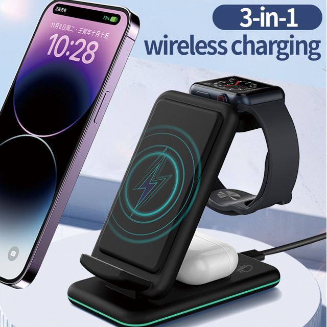 Creative 3 in 1 15W Fast Wireless Charging Station QI Cell Phone Holder For Android/iPhone/iPad Wireless Charger