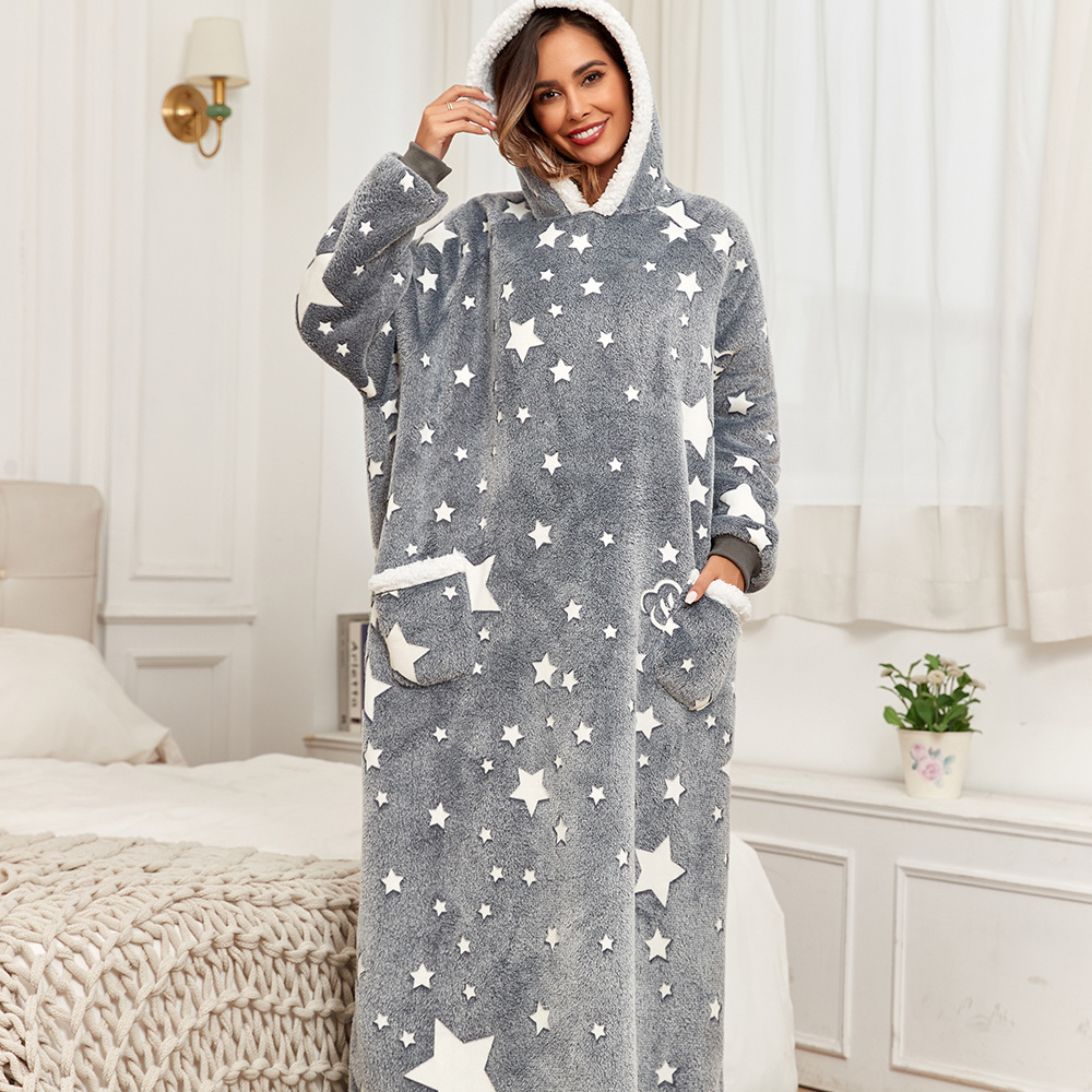 New Cozy Fluffy Fleece Onesie Wearable Full Size Shark Hoodie Blanket For  Adults grow in the dark