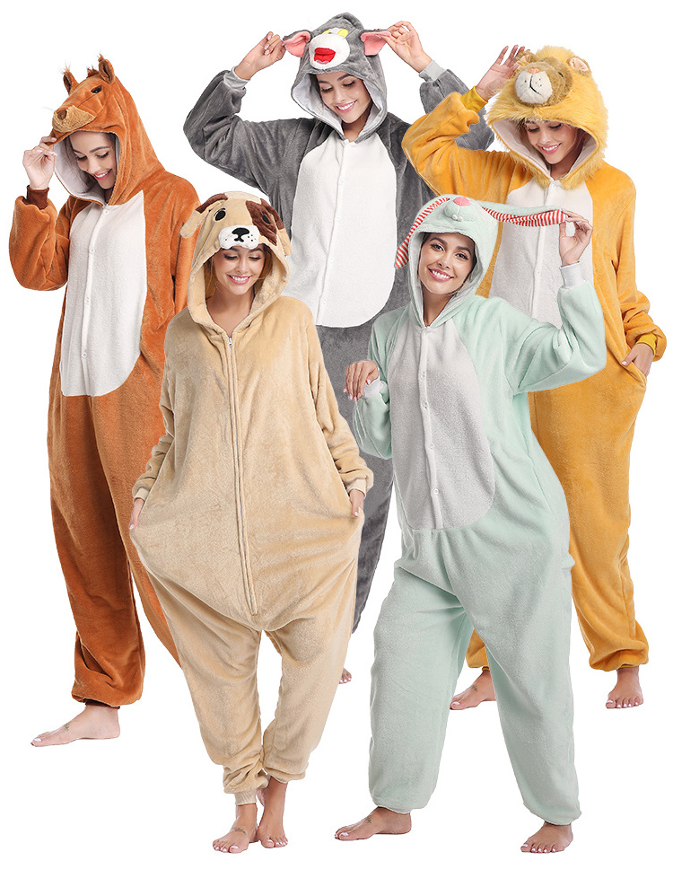 wholesale adult women pajamas custom unicorn  onesie pajamas flannel adult animal onesie pyjamas