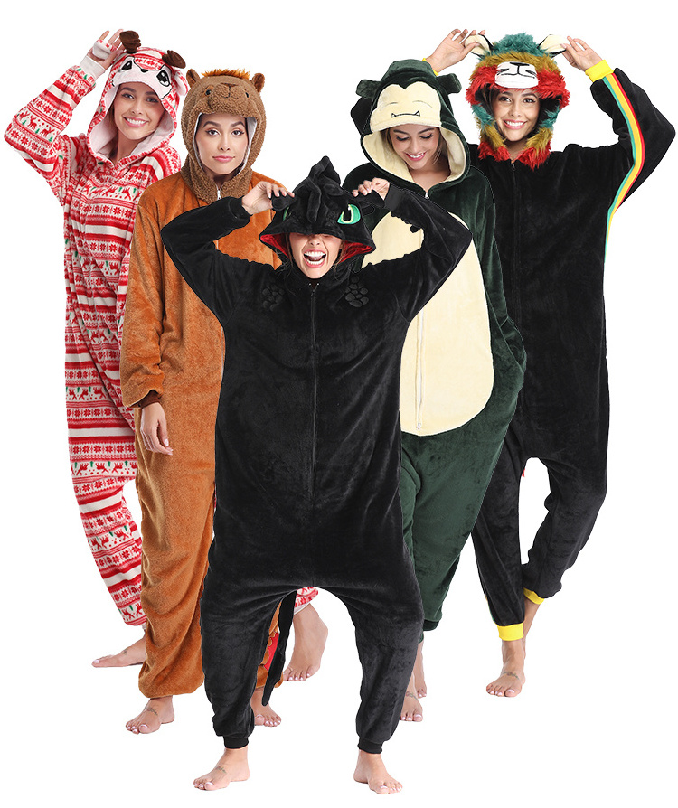 wholesale adult women pajamas custom unicorn  onesie pajamas flannel adult animal onesie pyjamas