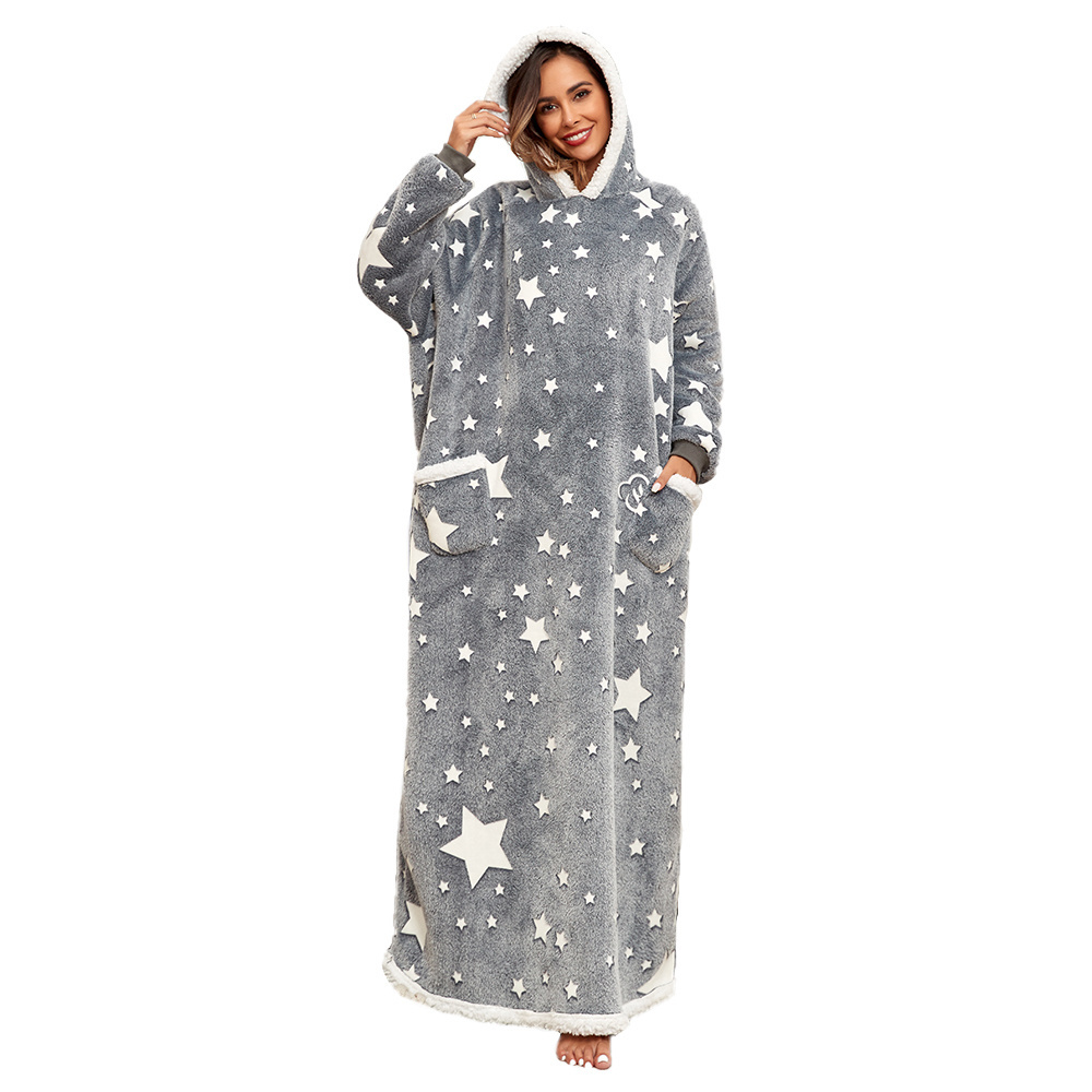 New Cozy Fluffy Fleece Onesie Wearable Full Size Shark Hoodie Blanket For  Adults grow in the dark