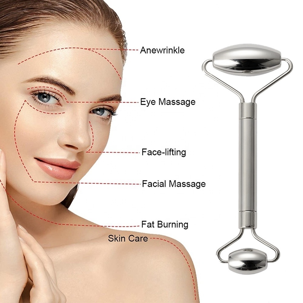 wholesale Anti Aging Massager Gua Sha Set stainless steel jade roller for face