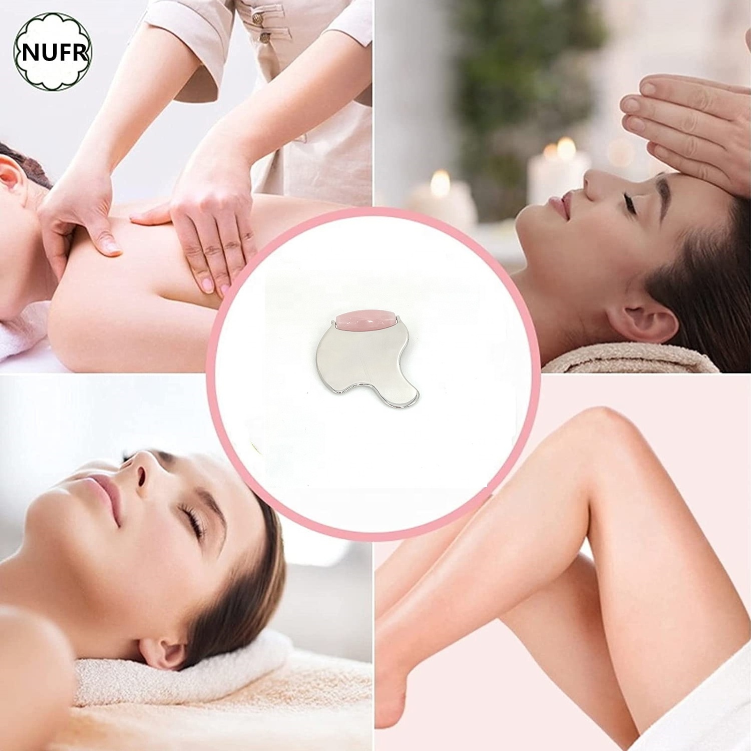 new custom shape butterfly facial cooling massage led rose quartz face stainless steel jade roller and gua sha