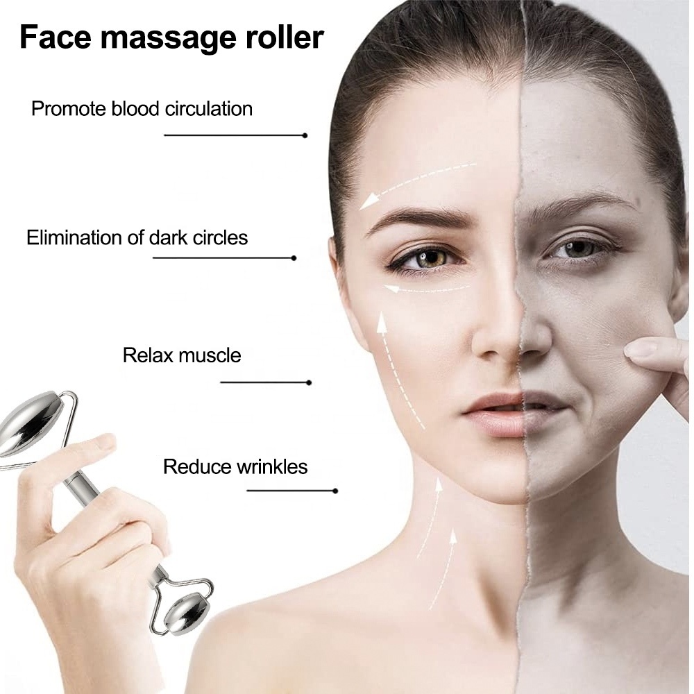 wholesale Anti Aging Massager Gua Sha Set stainless steel jade roller for face