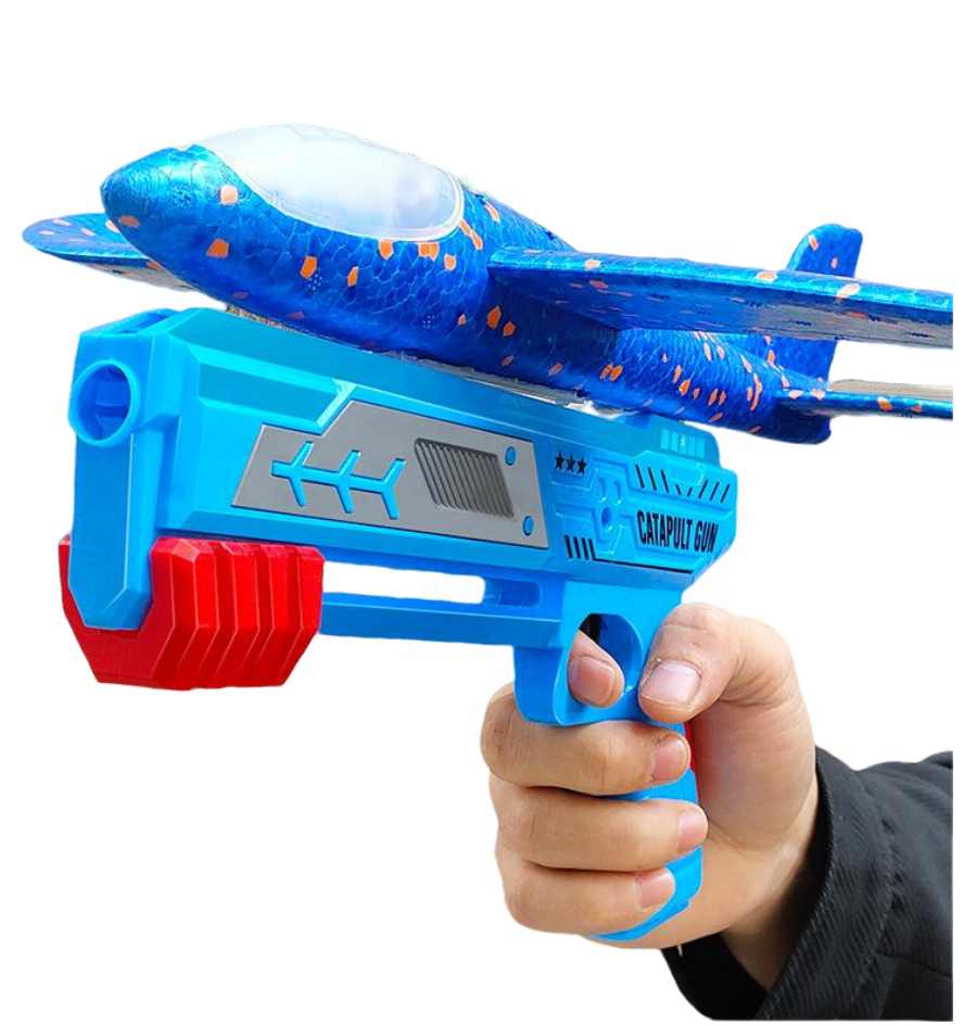 Creative Light Aircraft Gun Indoor Outdoor Children Entertainment Ejection Flying EVA Foam Flying Shooting Gun Aircraft Toy Gun