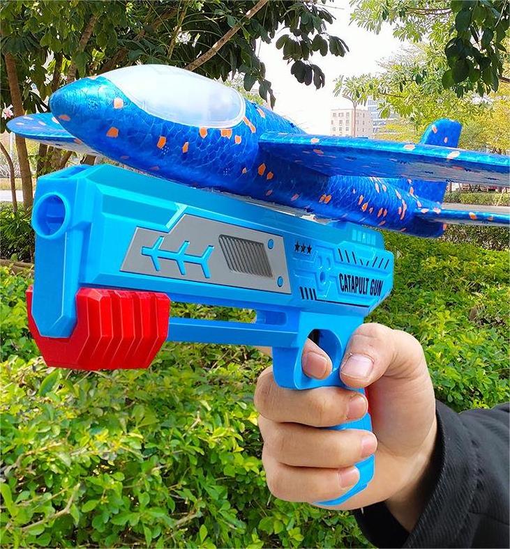 Creative Light Aircraft Gun Indoor Outdoor Children Entertainment Ejection Flying EVA Foam Flying Shooting Gun Aircraft Toy Gun