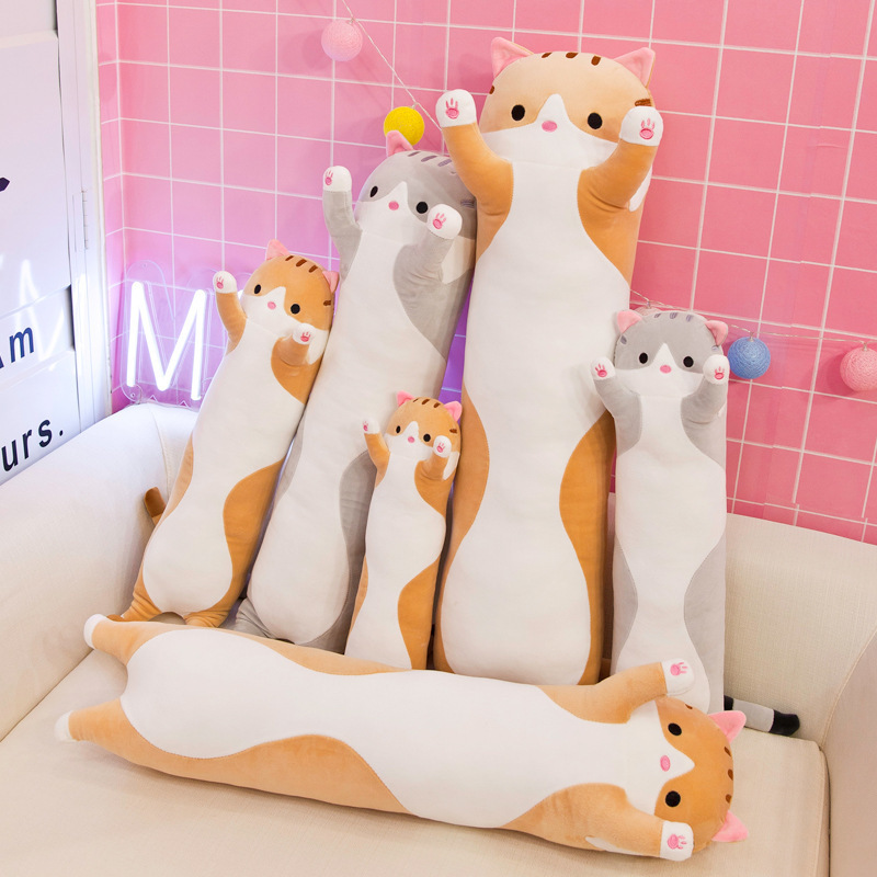 Long Cat Plush Pillow  Lovely Kitten Plush Throw PillowCute Cartoon Cat Stuffed Animals Soft Long Body Throw Sleeping Pillow