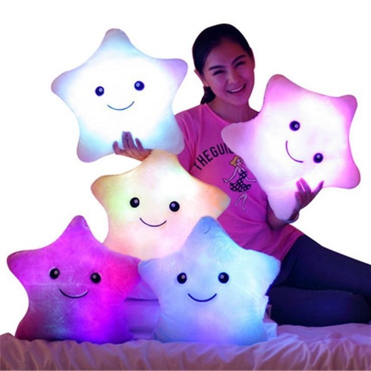 Birthday Star Pillow Plush Toys Cute Luminous Pillow Toy Led Light Glow in Dark Plush Pillow Doll kids Toys