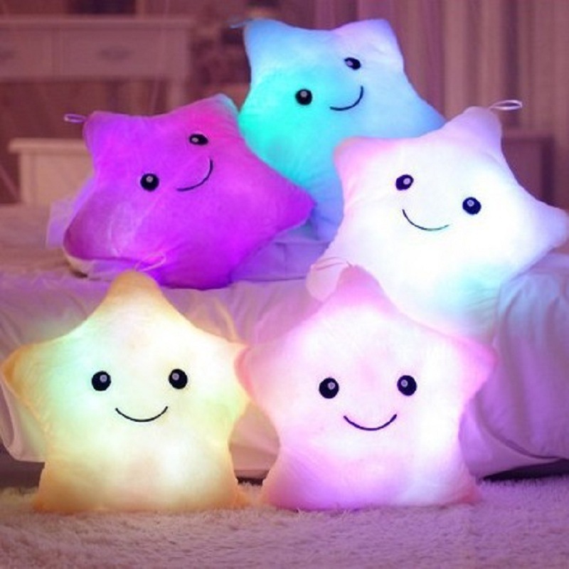 Birthday Star Pillow Plush Toys Cute Luminous Pillow Toy Led Light Glow in Dark Plush Pillow Doll kids Toys