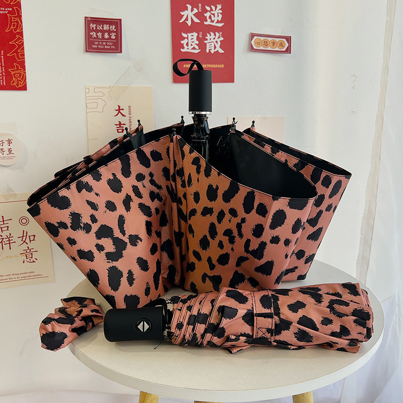 Portable Multifunctional Anti-UV Sunshade Sunscreen Leopard Umbrella Women Sunny Day Rainy Day Fashion Folding Umbrella