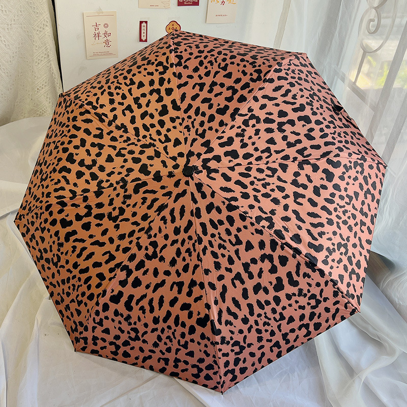 Portable Multifunctional Anti-UV Sunshade Sunscreen Leopard Umbrella Women Sunny Day Rainy Day Fashion Folding Umbrella