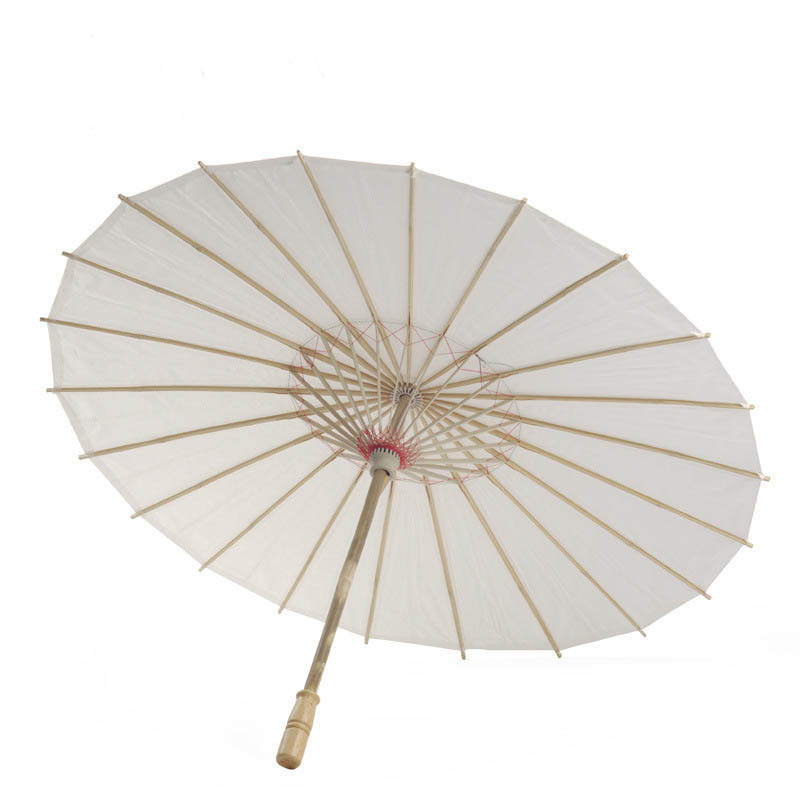 Wholesale  Paper Umbrellas DIY Handmade Drawing Blank Wooden Handle Paper Umbrella Handmade Oil White paper wedding umbrellas