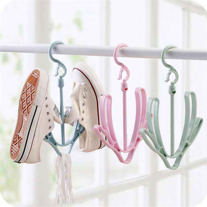 Balcony Air Rack  Wind Shoes Shelf Hook Plastic Shoe Dryer Hanger drying shoe rack creative double hook outdoor windproof hook