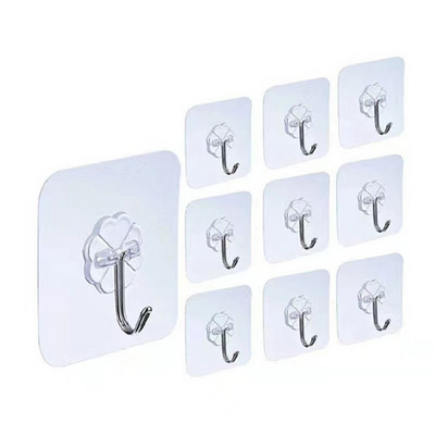 Transparent Suction  Hook  Load-bearing Plastic Wall Hook Storing  Adhesive Bathroom Strong Trackless Door Transparent Wall Hook