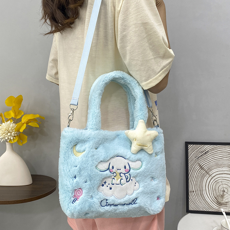 Kawaii Anime Tote Bag Super Soft Plush Kitty Cross  Sanrio Kuromi Cinnamoroll Crossbody Sling Bag Sanrio Melody Bag