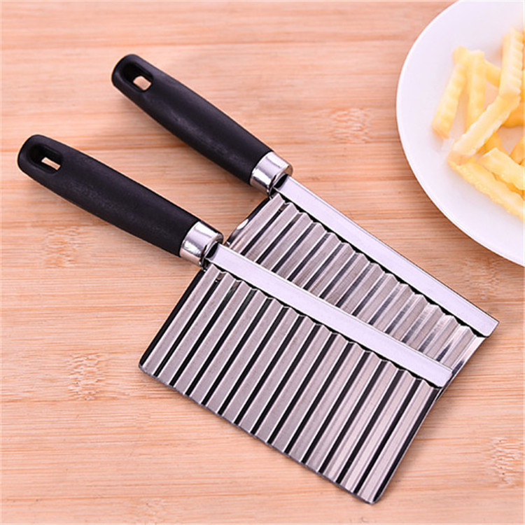 Kitchen Handheld French Fry Cutter Crinkle Cutter With Wave Shape Knife Potato Slicer  Stainless Steel Potato Slicer Wavy Cutter