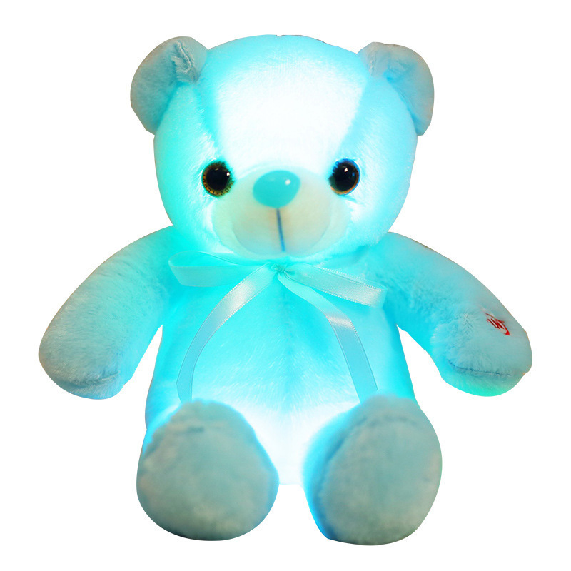 Hot Selling Led Teddy Bear Color Luminous Plush Animal Kids Sleeping Toy Collar Bear Valentine's Day Gift Teddy Bear Plush Toy