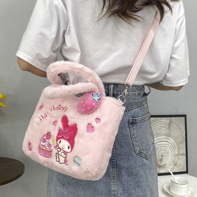 Kawaii Anime Tote Bag Super Soft Plush Kitty Cross  Sanrio Kuromi Cinnamoroll Crossbody Sling Bag Sanrio Melody Bag